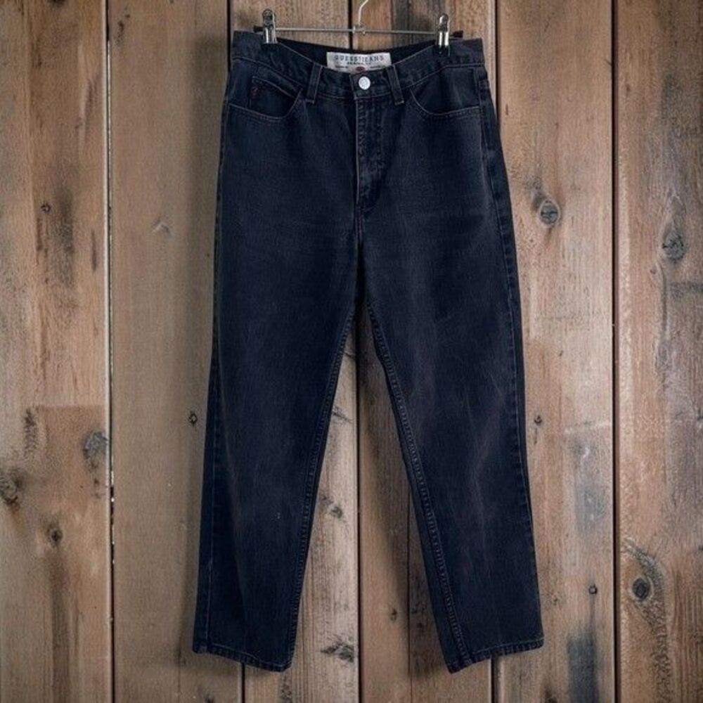 Vintage Guess Jeans Women's 26" Faded Black Denim 100% Cotton Triangle Patch 90s